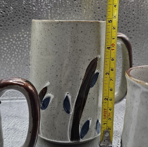 Set of 3 OMC Otagiri Tea/Coffee Cups Japan Blue Leaves and Owls - Picture 3 of 5